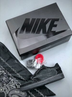  JORDAN 1 RETRO LOW TRAVIS SCOTT 'BLACK PHANTOM' - immagine 9