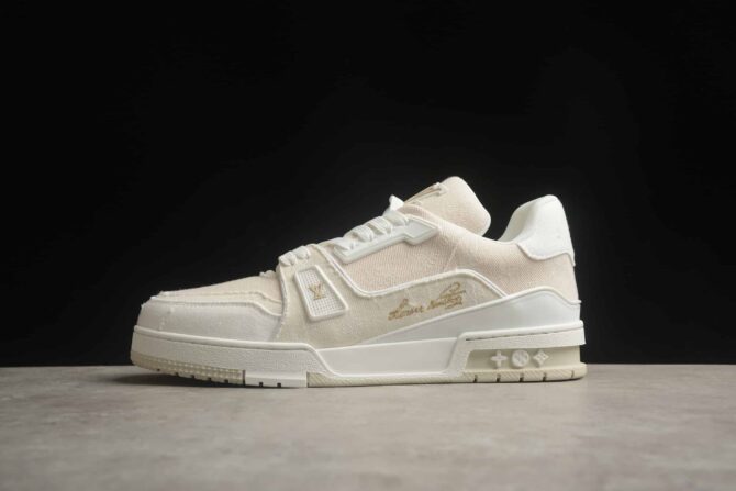 REPLICA LOUIS VUITTON TRAINER 'BEIGE BIANCO' MONOGRAM DENIM - immagine 6