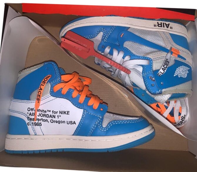 REPLICA OFF-WHITE X AIR JORDAN 1 RETRO HIGH OG 'UNC' - immagine 2